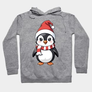 Cute a penguin wearing Santa hats and scarves Hoodie